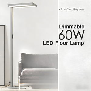 Lampe de sol LED à commande tactile, fonction de gradation, température de couleur élevée (3000K-6000K), design moderne pour usage professionnel, construction en aluminium - Product Image 3