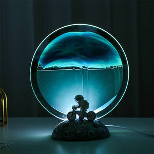 صورة فنية إبداعية لرمال متحركة ساعة رملية سائلة متحركة ضوء ليلي led مستدير من الرمال المتحركة ديكور منزلي لغرفة النوم - Product Image 1