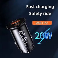 Chargeur de voiture 20W PD QC4.0 double port Charge rapide USB Type C Chargeur de voiture A + C Chargeur de voiture pour téléphone portable