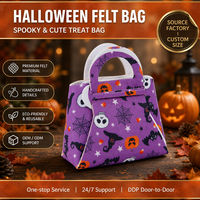 Bolsa de Fieltro Reutilizable Ecológica de Fábrica en Oferta, Bolsa de Mano Portátil para Niños, Bolsa de Almacenamiento para Dulces de Halloween