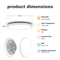 Plafonnier LED intelligent Wifi 5 canaux ultra fin moderne pour salon, RGBIC 2700 lumens, contrôle par application, éclairage d'ambiance