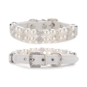 Kerst Designer Stijl Luxe Sieraden Parel Huisdier Halsband En Riem Set Voor Kleine Honden Katten Ketting Bruiloft Verjaardagscadeau