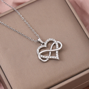 Ciondolo Elegante Minimalista di Lusso Europeo-Americano con Cuori Intrecciati, Simbolo di Amore <span class=keywords><strong>Infinito</strong></span>, Regalo di Alta Gamma - Product Image 5