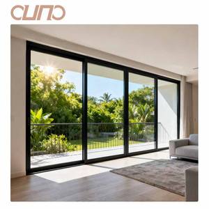 Porte coulissante en verre à cadre étroit OUNA NFRC pour intérieur, balcon, <span class=keywords><strong>vue</strong></span> panoramique, bureau, grande porte coulissante en aluminium à 4 panneaux - Product Image 1