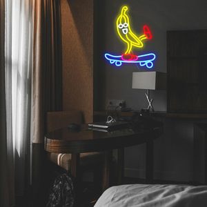 Enseigne au néon LED banane cool et glissante, panneau électronique de décoration murale d'art de <span class=keywords><strong>skateboard</strong></span> à intensité variable <span class=keywords><strong>pour</strong></span> les magasins, les fêtes et les bars - Product Image 6
