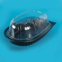 Boîte d'emballage pour poulet rôti en plastique PET transparente jetable, compatible micro-ondes, avec couvercle estampé