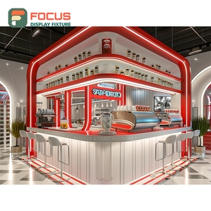 ตู้โชว์กาแฟสไตล์ร่วมสมัย สีวอลนัทดำ พร้อมพื้นที่จัดแสดงอุปกรณ์เสริม ตู้โชว์ร้านกาแฟบูติก - Product Image 3