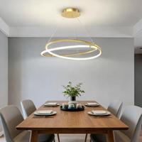 Lampe de plafond ronde réglable créative en métal, luminaires suspendus modernes en forme d'anneau pour îlot de cuisine et salon