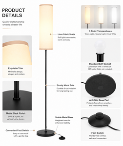 Lampadaire à abat-jour en tissu, éclairage d'ambiance intérieur, style scandinave, <span class=keywords><strong>télécommandé</strong></span>, design créatif pour salon, produit transfrontalier - Product Image 1