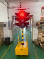 Feu de signalisation solaire temporaire portable, rouge, vert, jaune, clignotant, LED, 3 aspects, 300 mm, pour chantier de construction routière