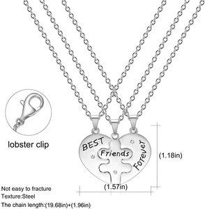 Wholesale Stainless Steel Friend Jewelry Custom Heart Shape <strong>Bff</strong> <strong>3</strong> Bestfriends Necklace Friendship - Product Image 6