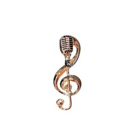 Broche en alliage doré en forme de microphone, accessoire vestimentaire créatif et tendance