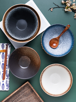 Bol à ramen japonais en céramique style Ins, ensemble de vaisselle en céramique, bol à soupe domestique avec couvercle en bambou