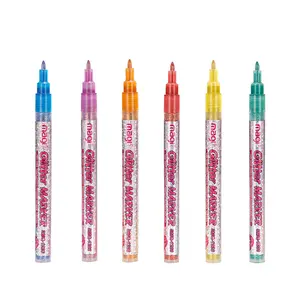 Ishow 12 renk yeni moda toksik olmayan flaş tozu fine point glitter beyaz tahta işaretleyici kalem