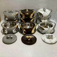 Ensemble de 3 casseroles industrielles de 2L, 2,5L et 3L à double paroi avec contrôle de température et verrouillage sécurisé pour la restauration