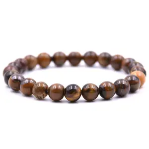 2020 RTS Yiwu Factory Natural Sandstone Beaded Bracelets Women Men 8 mm Charm Beaded Crystal Stone DIY Accessories