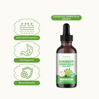 YanniGlow OEM ODM Compléments Alimentaires à Base de Plantes Gouttes de Corossol Graviola avec Soutien Antioxydant pour le Système Immunitaire et la Santé Digestive