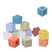 Ensemble de blocs de construction numériques en caoutchouc souple personnalisés de 12 pièces, jeu d'empilage Montessori