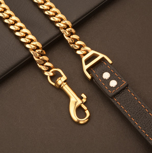 Wholesale 14mm Gold Stainless Steel Pet Cuban Link Chain Personalized <strong>Pitbull</strong> <strong>Dog</strong> <strong>Collar</strong> Lace Decoration Solid Gold <strong>Dog</strong> Leash - Product Image 4