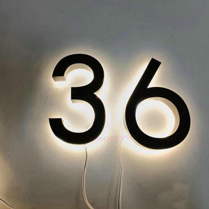 Numeri Civici LED Retroilluminati Impermeabili per Esterni, Insegne Luminose in Metallo, Lettere 3D in Acciaio Inox Alimentate a Corrente Continua - Product Image 1