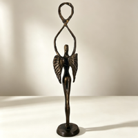 Figurine d'ange de la liberté en cuivre antique, sculptures d'anges ailés, décoration artistique de bureau à domicile, accents décoratifs