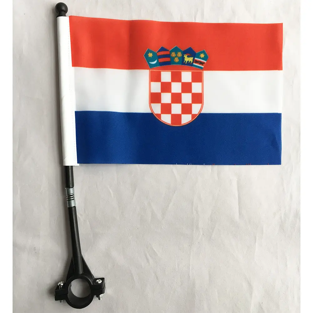 Hot -selling de alta qualidade 14*21CM Croata plástico poliéster bicicleta bandeira