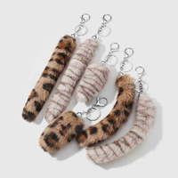 Porte-clés décontracté multicolore à motif léopard dégradé horizontal, mini sac pendentif