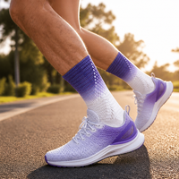 Chaussettes de course Gradient Crew pour jeunes, hommes et femmes, anti-humidité, semelle en tissu éponge amortie, tricot 3D, nylon/coton, athlétiques, fitness, extérieur