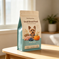 Sachets plats professionnels personnalisés en BOPP/Nylon, résistants à l'humidité, réutilisables, à fond plat, avec fermeture éclair latérale, pour aliments pour animaux de compagnie, pour la vente au détail