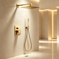 Mitigeur de douche de luxe CE encastré, chaud et froid, finition or brossé, ensemble de robinetterie de douche dissimulée, direct usine