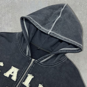 เสื้อฮู้ดมีซิปโอเวอร์ไซส์ผ้าคอตตอนลายพระอาทิตย์ปักมีฮู้ดผ้าเฟรนช์เทอร์รี่มีซิปไซส์ใหญ่ - Product Image 2