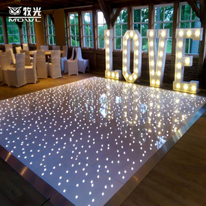Pista de Baile LED Inalámbrica con Estrellas Blancas y Negras para Bodas - Product Image 1