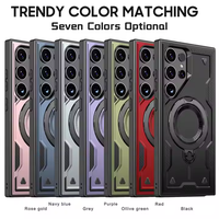 Étui de téléphone magnétique avec béquille en métal pour Galaxy S26 Ultra S25 S24 Plus, étui de protection antichoc pour Samsung S23 S24 FE