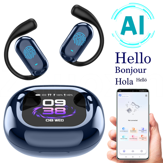 YYK-Q16s Pro Sports Earbuds AI Smart Translation Earphones Support Simultaneous Interpretation Translation of Multiple Languages