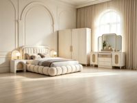 Ensemble de meubles de chambre à coucher avec armoire et miroir, style italien, complet, turc, moderne, de luxe, taille Queen et King