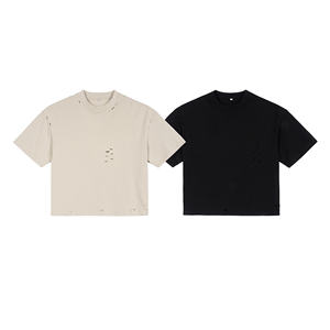 Camiseta de manga corta de algodón 100% personalizada cuello redondo Casual alta calidad transpirable Regular Fit hombres mujeres sólido - Product Image 2