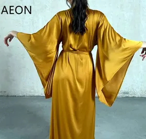 Atacado Longo de Cetim de Seda Quimono Robes Nightgowns