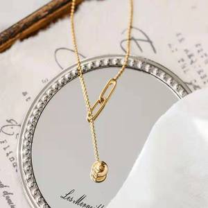 قلادة عنق من الهوفانسي مطلية بالذهب من الفولاذ المقاوم للصدأ كرة دائرية صغيرة ، قلادة برباط مشبك ورقي للنساء - Product Image 5