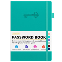 Carnet de mots de passe à reliure rigide en cuir PU de haute qualité, organiseur de mots de passe, enregistreur d'adresses de sites Web et d'utilisateurs, 108 pages