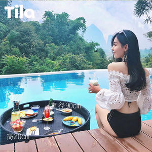 Bandeja Tejida de Ratán Resistente a la Intemperie para Fiestas en la Piscina y Reuniones de Verano - Product Image 1