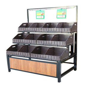 Tùy Chỉnh Gỗ Cửa Hàng Phong Cách Đứng Bề Mặt Đóng Gói Loại 3 Tier Siêu Thị Rau Quả Giá Hiển Thị Kệ Kim Loại Ánh Sáng <span class=keywords><strong>Duty</strong></span> - Product Image 3