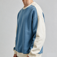 Sweat-shirt personnalisé OEM à blocs de couleur pour homme, col rond, épaules tombantes, patchwork, coupe ample, streetwear décontracté, sweat-shirts vierges