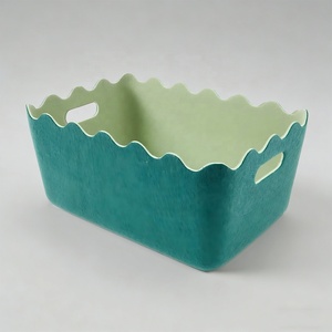 One-piece Molded Wavy Edge Felt Storage Basket Portable Books Organizer Toy Integrated Storage Basket <strong>Bin</strong> with Handle - Product Image 1