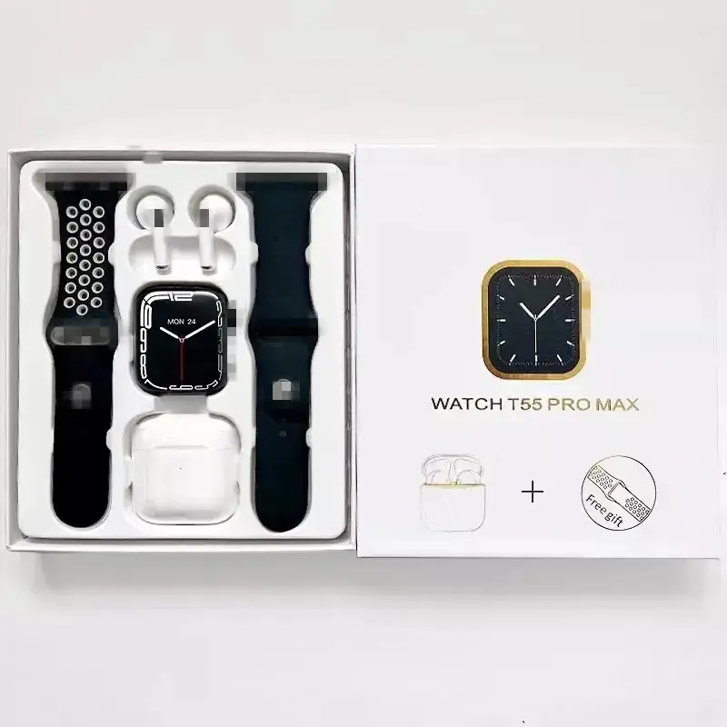T55 pro max smart watch with earphone fashion 2 in 1 waterproof Reloj smart watches
