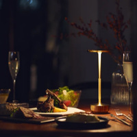 Lampe de table sans fil rechargeable par USB en aluminium, commande tactile, LED blanc chaud pour salle de bain, hôtel, chevet et décoration de bar/café