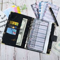 Nouveau carnet de budget de luxe A6 rechargeable 2026 en similicuir à 6 anneaux, avec feuilles mobiles et fermeture magnétique