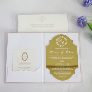 Invitations de mariage or et blanc en acrylique à couverture rigide en velours personnalisé de luxe avec carte <span class=keywords><strong>RSVP</strong></span> - Product Image 4