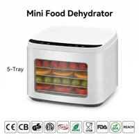 Mini déshydrateur alimentaire 5 plateaux en acier inoxydable, machine domestique pour sécher fruits, snacks, viande séchée, herbes et yaourts