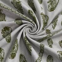 Tissu pour robe longue en lin slub de qualité supérieure, motif Paisley et bordure géométrique, design original, pour printemps-été