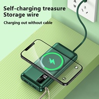 Batterie Li-polymère avec logo personnalisé, 20000 mAh, charge rapide, éclairage LED magnétique sans fil, mini station d'alimentation portable
